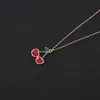 5pcs cartoon smalto colorato frutta mele pendente a palloncino volante con cuori collana colore rosso color ciliegio catena per le donne