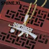 18K Gold Plated AK47 Gun DON039T SHOOT Pendant Necklace Iced Out Zircon Mens Hip Hop Jewelry Gift4147847