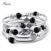 Hiyong Boho Wrap Armband Voor Vrouwen Multilayer Armband Natuurlijke Lava Stone Chakra Kralen Essentiële Olie Diffuser Bangle voor meisjes