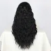 Curly Lace Front Wigs Human Hair Black Women Baby Hair Long Loose Wave Synthetic Replacement Wig Heat Resistant Fiber 180% High Density Natural Looking