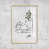 Glass wall paintings Nordic line cats transparent modern simple dining room interesting cat decoration painting