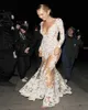 Zuhair Murad Mermaid Style Dresses Sheer Lace Evening Dresses Long Sleeves v Neck Depliques Long Candice Swanepoel Werks Ollusion Prom Celebrity Ordrity
