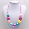 Mode Chunky Baby Bubblegum Beaded Halsband Justerbart Handgjorda Rope Halsband För Girls Toy Kids Smycken Gift