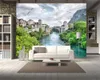Papier peint Mural 3D personnalisé, beau château d'eau qui coule, peinture murale de fond de paysage 3D, papier peint décoratif HD