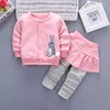 New Girl Clothes Suit Autumn Baby Coat Pants Set Spring Kids Cute Bunny Jacket Children Outwear Clothing