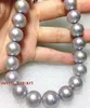 18 "12-13mm Natural Real Sea South Silver Grey Pearl Collana 14K Bene perle gioielli