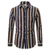 Men Vertical Striped Shirt Striped Slim Fit Long Sleeve Casual Button Down Dress Shirts Mens High Street Shirts camisas hombre