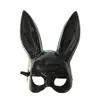 Masque de lapin adulte masque de lapin mascarade masque de lapin lapin pour fête d'anniversaire accessoire de costume de barre d'halloween de Pâques (noir brillant)