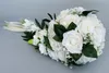 Rose Purple White Bride Flower Bouquet 2021 Bröllopstillbehör Kristaller Konstgjorda brudtärna Brudhand Holding Brosch Flowers341E