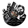 Barber Shop-Wanduhr, moderne Barbershop-Dekoration, Vinyl-Schallplatten-Wanduhr, hängende Friseur-Wanduhr für Friseursalon, Y200110