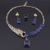 Ensemble collier, boucles d'oreilles et bracelets en cristal bleu, bijoux de mariée indiens, Costume de fête pour femmes, bijoux de luxe, cadeau