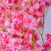 1.8m Artificielle Fleur De Cerisier Vigne Soie Sakura Fleur De Cerisier Vigne Arche De Mariage Décoration Cerise Rotin Partie Tenture Décoration