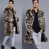 남성용 재킷 Kancoold Mens Leopard 플러스 짙어지면 롱 코트 따뜻한 두꺼운 모피 칼라 자켓 가짜 파카 카디 건 남성 패션 스타일 8161