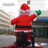 Juldekorationer utomhus jätte uppblåsbara hälsning Santa Claus 4m luftblåst sittande fader jul modell ballong