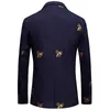 Blazer Мужчина Новая мода Slim Fit Bee Вышитые Navy Blazer Плюс Размер 6XL Бизнес Вино Свадьба и куртки Мужчины