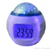 Kleurrijke muziek Starry Star Sky Led Projectie Projector met Wekker Kalender Thermometer Kerstmis Nachtlampje Tafel Klokken