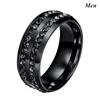 Couple Rings - Men's Titanium Steel Zircon Ring and Women's 14kt Black Gold Filled Black Sapphire Ring Bridal Wedding En207t