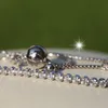 925 Sterling Silver Sparkling Slider Tennis Bracelet Past voor Europese Pandora -armbanden Charms and Beads225Z