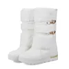 Venda imperdível - Botas femininas moda pele sintética plataforma sapatos femininos inverno botas quentes para neve meia panturrilha preta branca plus size botas femininas