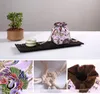 Japanse gedrukte doek trekkoord tassen dikker linnen sieraden reizen pouch draagbare kleine beker thee caddy thee pot opslag buidel