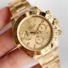 Mens Chronograph Green Dial Watch Automatic Cal.4130 Gold Gold 904L Steel Cosmograph Men Sport Eta Watches