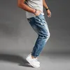 Mode hip hop harem jeans mens jogger byxor jeans bomull stretch lös denim byxor designer svart blå för män jeans plus storlek