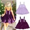 Ins Girls Dress Baby Lace Flounce Braces Skirt Summer Ruffled Suspender Dresses Kids Bowknot Belt Princess Dress Casual Sling Dress ZYQA578