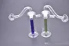 8 cm Azul / Verde Barato 10 mm mini plataforma petrolera de vidrio bong Bong de vidrio para fumar agua con tallo colorido