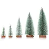 Julgran Toppers skrivbord Miniatyr Pine Tree Tabletop Decoration Mini Snow Frost Träd Snö Ornaments Rumsinredning JK1910