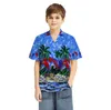 Casual Teen Boy Shirts for Children Short Sleeve Turn Down Collar Coconut Tree Print Beach Boys Shirt Tops Summer Kids Clothes 7-14Y 13Color