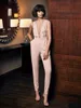 2020 nouveau pantalon d'invité de soirée perlé moderne Illusion piste de mode Cap manches pantalon costume cheville longueur combinaisons avec poches 1494