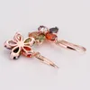 Hot Sales 18k Rose Gold Plated Women Flower Drop Earrings äkta österrikiska kristallmodeörhängen smycken för kvinnor