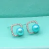 Boucles d'oreilles en argent pur 925 avec incrustation de zircon, perles teintes, rondes, en perles d'eau douce naturelles, vente en gros