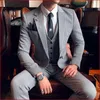 New Style One Button Light Grey Wedding Groom Tuxedos Notch Lapel Groomsmen Men Suits Prom Blazer (Jacket+Pants+Vest+Tie) NO:1992