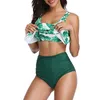 Damska stroje kąpielowe Kobiety Dwa kawałek Swimsuit Plus Size Sexy Backless Halter Dot Printed Tankini Swimming Suit dla * e