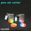 Hookahs Glass Ash Catcher med 5 ml silikonvaxburk för bongs vattenrör dab riggar 14mm-14mm fogkvarts bangers små bubblor