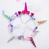 New Brand Cute Kids Women Sweet Flower Unicorn Horn Hair Band Headband Birthday Party Flower Floral Headwear Crown1122333