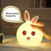 Colorful Silicone Rabbit Night Lights Mini USB LED Touch Sensor Light Bedroom Bedside Night Lamp for Kids Lampara