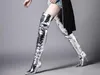 New Patent Leather Sliver Pleated Over The Knee Platform Boots Sexy Stage Performance Walk Show Night Club Thigh boots Woman9254521