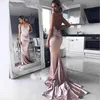 Sexy dos ouvert sirène robes de bal bretelles spaghetti longue 2019 femmes élégantes or rose champagne satin robe de soirée formelle avec des bretelles