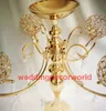 Tall 5-arms Metal Gold Crystal Candle Holder Wedding Candelabra Table Centerpiece Event Road Lead Candle Stand decor0085