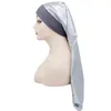 Сплошной цвет длинный носок ночной шапки по уходу за волосами. Bonnet Nightcap Women Wide Band Elastic Satin Headwear Headwear