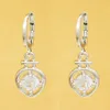 Bijoux en gros de mode Glamour Zircon Boucles d'oreilles Mode Blanc K Argent Plaqué Femmes Joker Bijoux