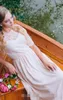 Krótkie koronkowe rękawy sukienki herbaty szyfon linia klejnot szyi na zamówienie wiejskie suknia ślubna vestido de novia