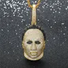 18K Gold Plated Mask Necklace Pendant Gold Silver Plated Iced Out CZ Bling Mens Hip Hop Necklace1642260