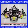 Bodys Svart gul röd + tank för Honda CBR 600 F4 FS CBR 600F4 CBR600F4 99 00 287HM.30 CBR600FS CBR600 F 4 CBR600 F4 1999 2000 Fairing Kit