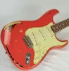 Michael Landau 1963 Tung relic Electric Guitar Fiesta Red Over 3-Tone Sunburst Guitars, Alder Body, Maple Neck Rosewood Fingerboard