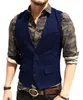 2021 Modest Grey New Wedding Groom Vests Wool Single breasted Herringbone Tweed Vests Groomsmen Vest Mens Suit Vests Waistcoat Cus310y