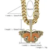 Fashion Big Butterfly Necklace Jewelry Gold Silver Color Full CZ Butterfly Pendant NecklaceRope Chain for Men Hot Gift