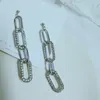 Rongho -merk Crystal Link Chain Long Earrings For Women Silver Rhinestone Brincos Femme Gift Fashion Bijoux 2018264u6066915